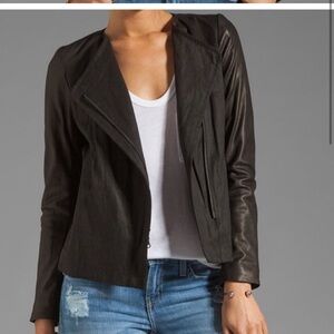 Vince Women's Black Linen/ plus black sleeve Jacket
